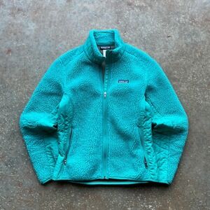 Patagonia Retro X Deep Pile Full Zip Fleece Jacket Teal Turquoise Womens M